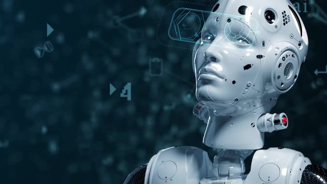 robot woman, sci-fi woman animation of the digital world of the future of neural networks and the artificial intelligence