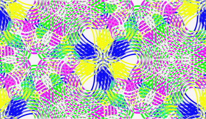 Ornate geometric pattern and artfully abstract multicolored background