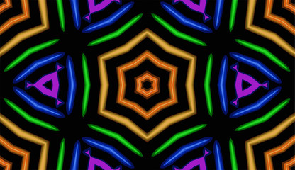 Ornate geometric pattern and artfully abstract multicolored background