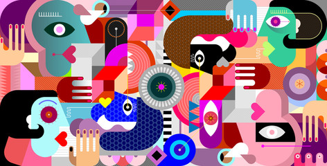 Abstract Geometric Style Group of People