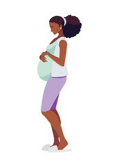 beautiful afro pregnancy woman character