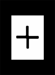 Fototapeta premium Ornate abstract black symbol on white background and black frame