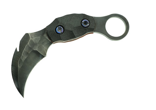 karambit knife tactical fighter on white background, self defense Martial Arts Fighting