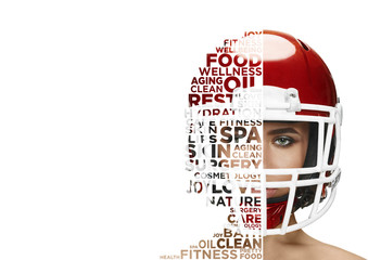 Beauty woman face portrait. Beautiful female model with facial protection isolated on white studio background. Concept of wellness, fitness, skincare, cosmetics, dermatology and healthy lifestyle.