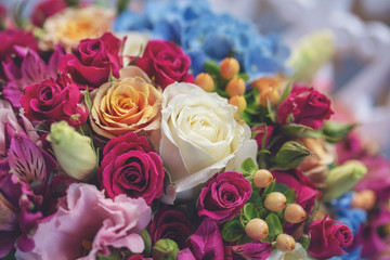 details of flowers used in wedding decoration