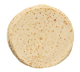 Mexicano corn flatbread in circle shape isolated on white