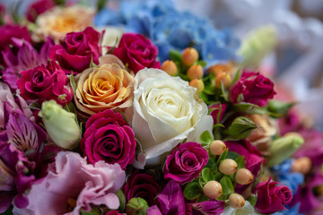 details of flowers used in wedding decoration