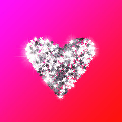 Heart made of silver confetti.