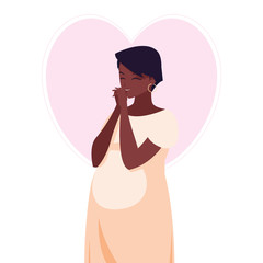 beautiful afro pregnancy woman in heart character