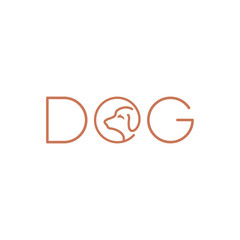 Fototapeta premium pet dog line typography vector logo design