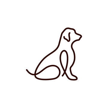 pet dog line illustration vector logo design