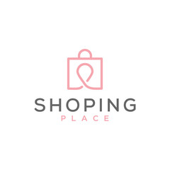shopping bag place vector logo design