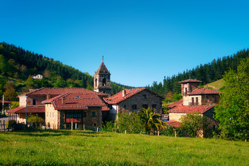 Fototapeta na wymiar rural landscape in Axpe village in Basque Country