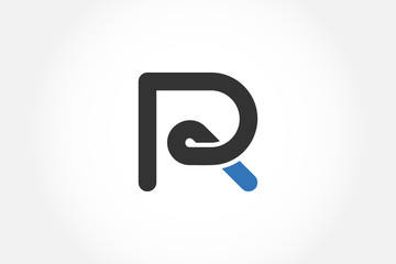 Letter R Logo Flat Monochrome Vector Illustration