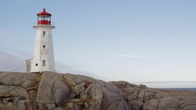 Nice footage of Iconic Peggys Cove lighthouse, Nova Scotia.