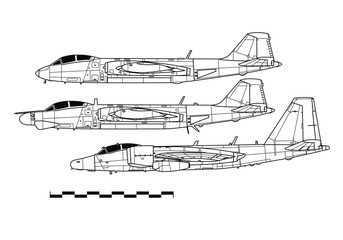 Martin B-57 Canberra. Outline drawing