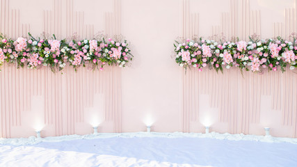 Pink wedding flower background and wedding decoration