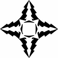 Ornate abstract black symbol on white background