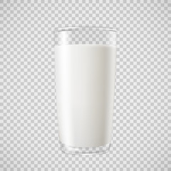 Milk in transparent glass, for your design, vector.