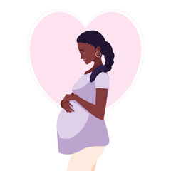 beautiful afro pregnancy woman in heart character