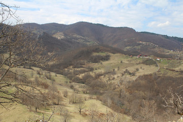 View from the ruins of an ancient stone Klek fortress on the hill near Zlatar mountain, Serbia