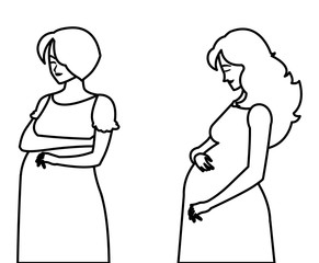 couple of beautiful pregnancy women characters
