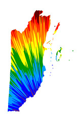 Belize - map is designed rainbow abstract colorful pattern, Belize map made of color explosion,