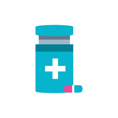 bottle of medicine in capsule isolated icon