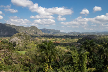 Fototapeta na wymiar View over the tobacco fields of Vinales, Cuba