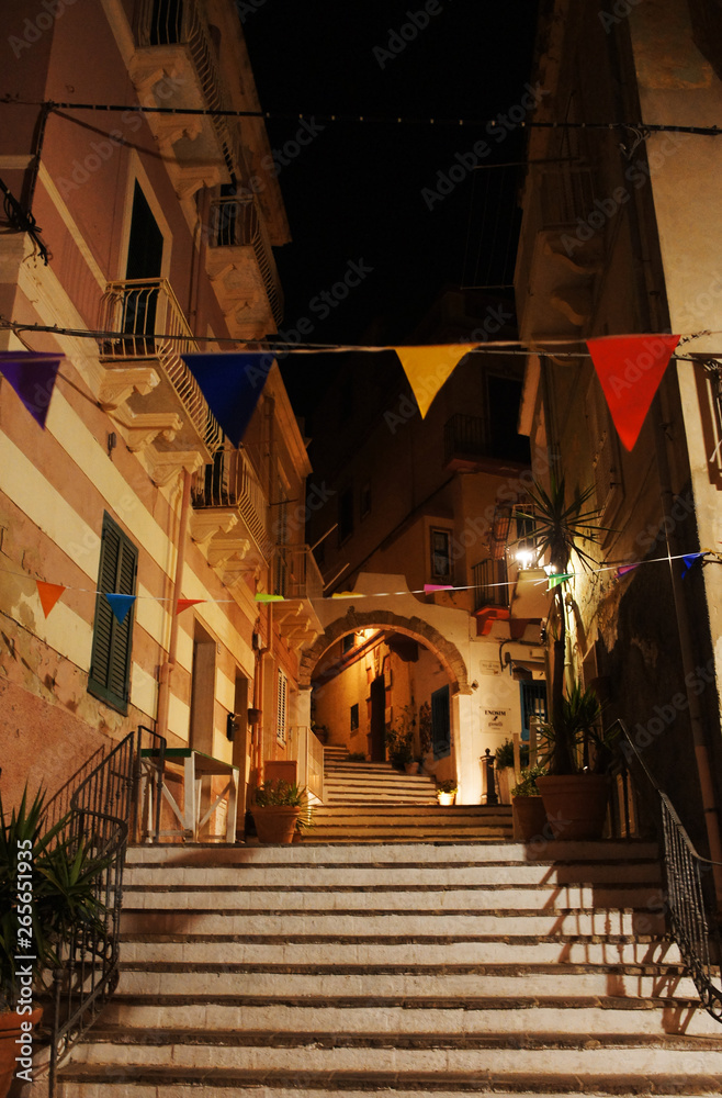 Wall mural Night evening streets in the old European southern tourist city on the southern island.