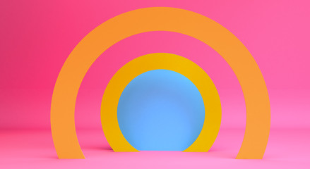 Geometrical Minimalist abstract background, primitive  figures, 3D render,