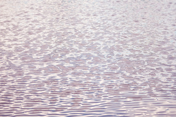 Soft texture of water ripples on pond surface with pink colors of sunset.