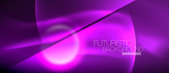 Blurred neon glowing round shapes, abstract circles and lights