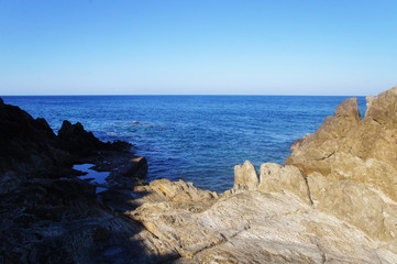 White old stones rocks in the summer near the sea on the southern island.