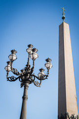 Obelisk and lamppost on the Vatican Square