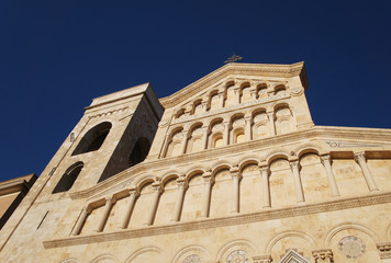 Obraz premium Church chapel architecture old medieval european italian city. Old building houses.