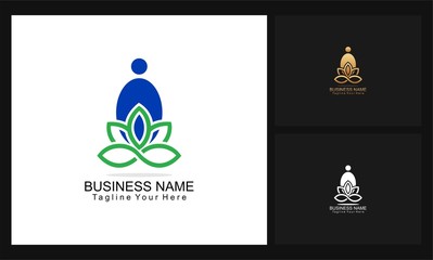 human and lotus concept design yoga logo