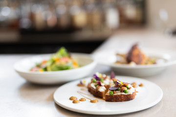 Spring Pea Tartine with Bacon Bits