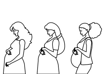 group of beautiful pregnancy women characters