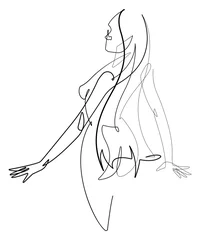  Vrouwelijke figuur doorlopende lijn vectorafbeelding © thirteenfifty