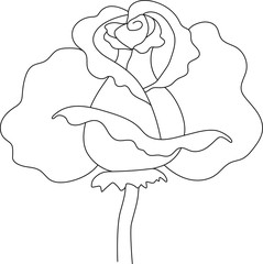 Beautiful contour rose. Suitable for logo, cards, illustrations and more.. Stock vector illustration. Isolate on a white background. Silhouette. Minimalism. Coloring book