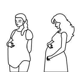 couple of beautiful pregnancy women characters