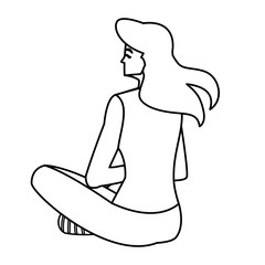 woman seated back character