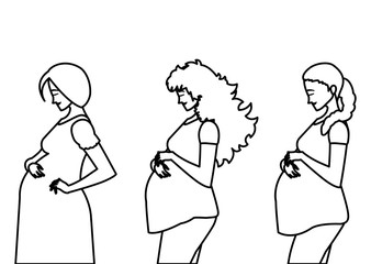 group of beautiful pregnancy women characters