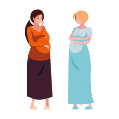 Fototapeta premium couple of beautiful pregnancy women characters