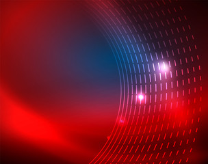 Obraz premium Blue neon circles, abstract circular lines. Glowing circle abstract pattern background