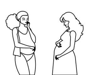 couple of beautiful pregnancy women characters