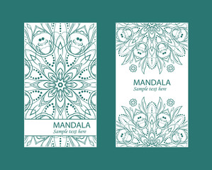 Vector envelopes for wedding invitation with laser cut pattern. Mandala, layout, design, Eastern, ethnic style wedding invitations. Collection envelopes for laser cutting mandala