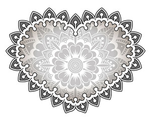 Heart with floral Mandala. Vintage decorative elements. Oriental pattern, vector illustration. Islam, Arabic, Indian, turkish, pakistan, chinese, ottoman motifs