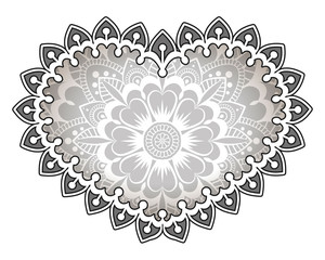Heart with floral Mandala. Vintage decorative elements. Oriental pattern, vector illustration. Islam, Arabic, Indian, turkish, pakistan, chinese, ottoman motifs